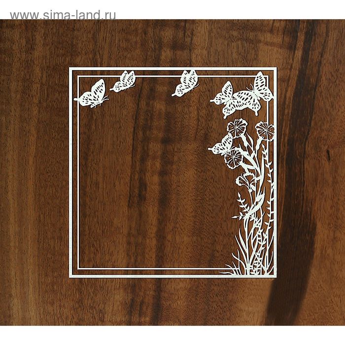 Чипборд-рамка картон "Рамка с бабочками" толщ. 0,9-1,15 мм, 13х13 см - Фото 1