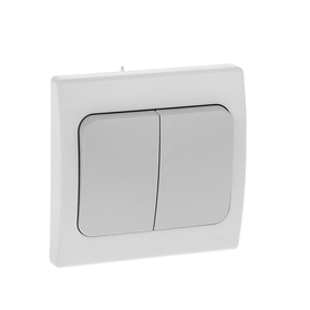 Выключатель двухклавишный TDM «Вуокса», 10 А, скрытый монтаж, белый, SQ1803-0102