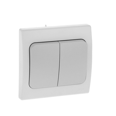 Выключатель двухклавишный TDM «Вуокса», 10 А, скрытый монтаж, белый, SQ1803-0102