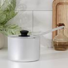 Ковш алюминиевый, 1 л, металлическая ручка, металлическая крышка, цвет серый - Фото 1