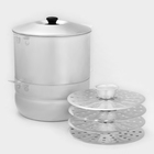 Манты-казан, 6 л, с 4 сетками, с крышкой, штампованный алюминий - Фото 2