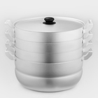 Мантоварка, 13 л, d=34.5 см, с 3 сетками, с крышкой, штампованный алюминий - Фото 1