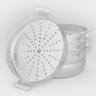 Мантоварка, 13 л, d=34.5 см, с 3 сетками, с крышкой, штампованный алюминий - Фото 3