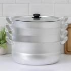 Мантоварка, 13 л, d=34.5 см, с 3 сетками, с крышкой, штампованный алюминий - Фото 6