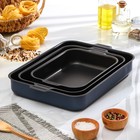 Набор противней «Лазоньера», 3 предмета: 19×25 см, 23×30 см, 27×35 см, h=7 см, антипригарное покрытие, цвет синий - Фото 9