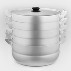 Манты-казан, 13 л, d=30 см, с 4 сетками, высота секции 5 см, с крышкой, штампованный алюминий - Фото 1