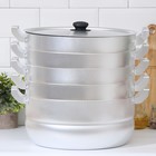 Манты-казан, 13 л, d=30 см, с 4 сетками, высота секции 5 см, с крышкой, штампованный алюминий - Фото 5