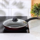 Сковорода «Хозяюшка», d=24 см, съёмная ручка, стеклянная крышка, антипригарное покрытие, алюминий, бордовая - Фото 8