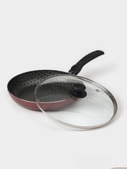 Сковорода «Хозяюшка», d=24 см, съёмная ручка, стеклянная крышка, антипригарное покрытие, алюминий, бордовая - Фото 3