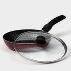 Сковорода «Хозяюшка», d=20 см, съёмная ручка, стеклянная крышка, антипригарное покрытие, алюминий бордовая - Фото 2