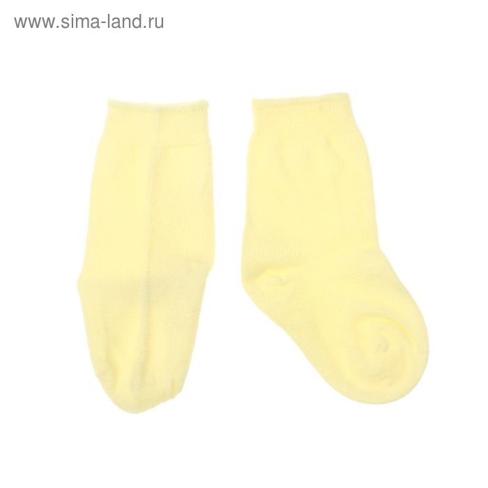Носки однотонные, размер 10-12, цвет светло-жёлтый 004/6 - Фото 1