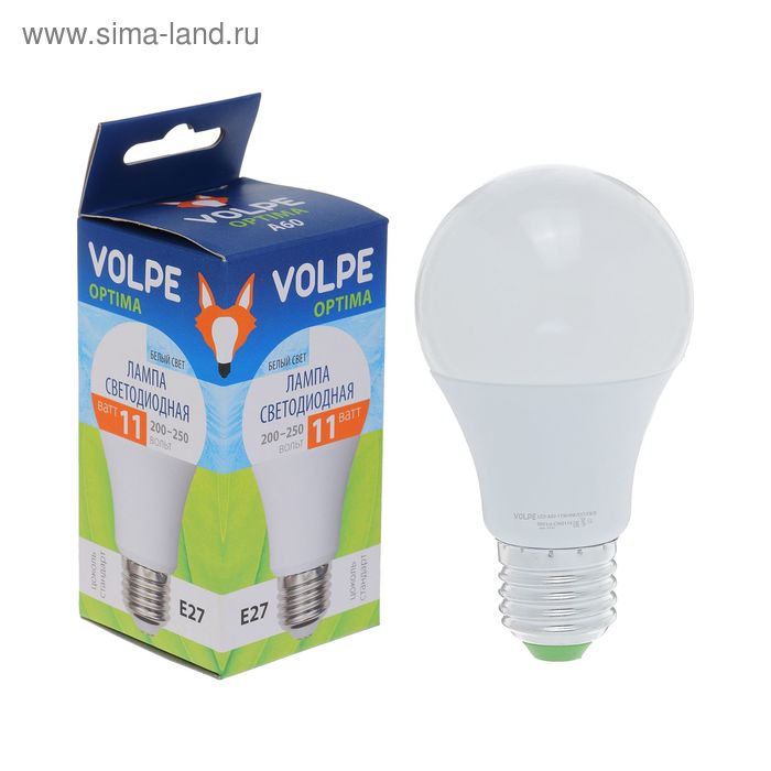 Лампа светодиодная Volpe, 11 Вт, E27, 4000 К, матовая - Фото 1