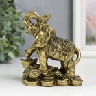 Нэцке полистоун "Слон с монетами" бронза 8,5х8 см - Фото 1