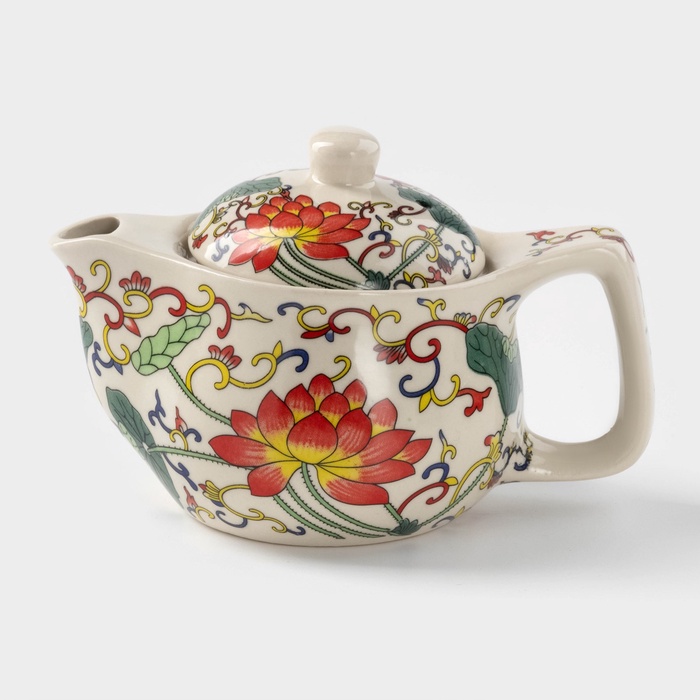 Чайник керамический заварочный с металлическим ситом «Лотос», 350 мл - Фото 1