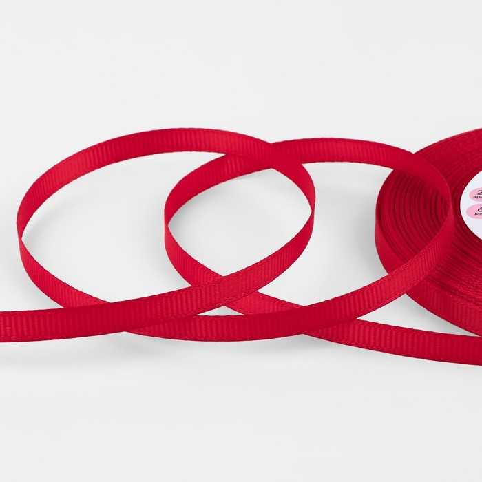 Лента репсовая, 6 мм, 23±1 м, тёмно-красная №33