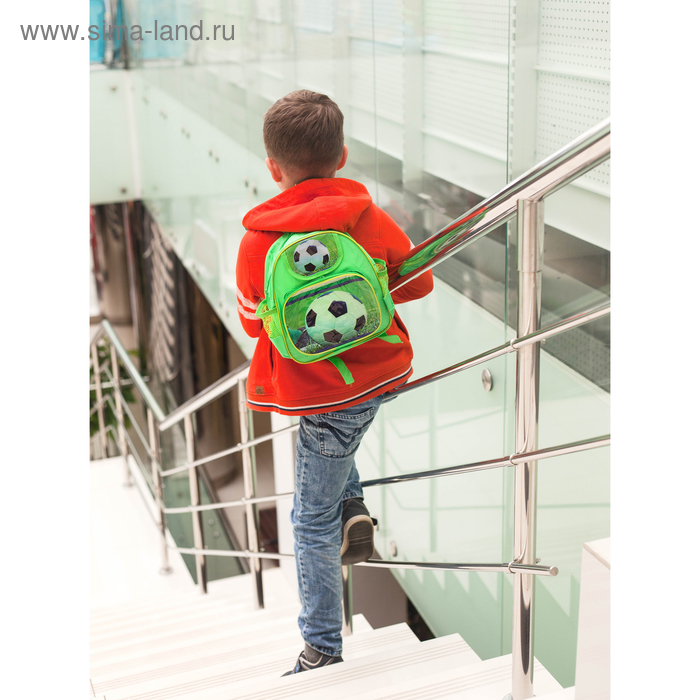 Рюкзак детский. отдел на молнии, наружный карман, 2 боковых кармана, цвет зелёный - Фото 1