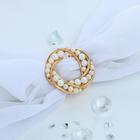 Зажим для платка «Жемчужный круг», цвет белый в золоте - Фото 3