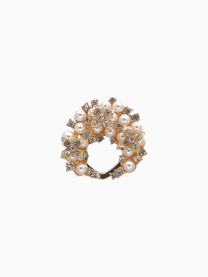 Зажим для платка «Жемчужное соцветие», белый в золоте - Фото 1