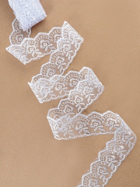 Кружево органза, 40 мм, 9±0.5 м, белое