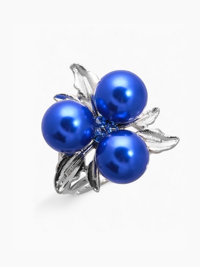 Кольцо для платка «Черничка», цвет синий в серебре