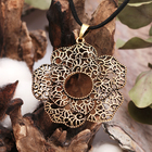 Кулон «Цветок» ажур, цвет чернёное золото, 80см - Фото 1