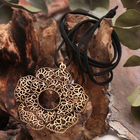 Кулон «Цветок» ажур, цвет чернёное золото, 80см - Фото 2