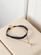 Чокер «Бусинка» кружево, цвет бело-чёрно-золотой, L=30 см - фото 58067860