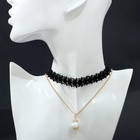 Чокер «Бусинка» кружево, цвет бело-чёрно-золотой, L=30 см - фото 58067862