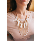 Колье «Перья», цвет белый в золоте - Фото 3