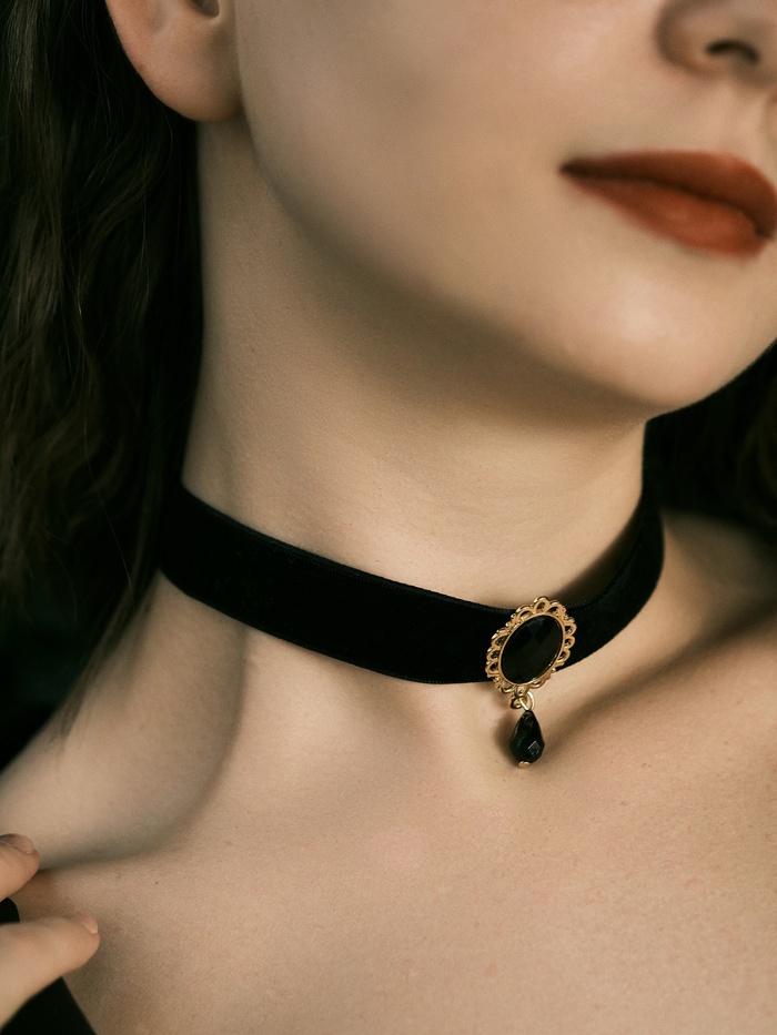 Чокер «Александрия» ажур, овал, цвет чёрный в золоте, 30 см - Фото 1