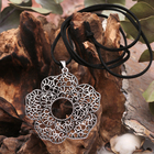 Кулон «Цветок» ажур, цвет чернёное серебро, 80см - Фото 2