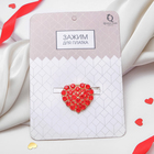 Зажим для платка «Сердце», цвет красный в золоте - Фото 2