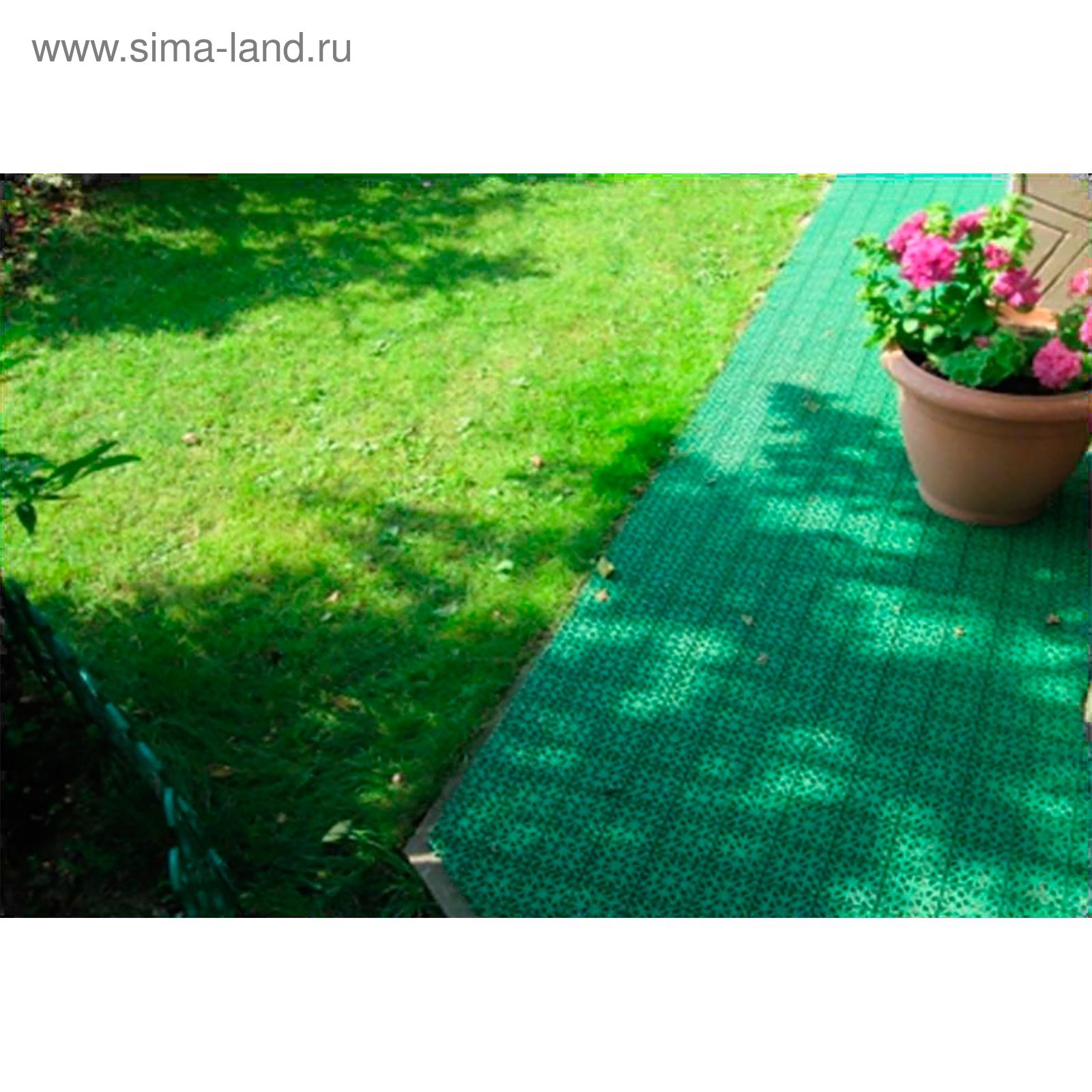 Пластиковая плитка для садовых дорожек. Красивые садовые дорожки. Зеленая дачная дорожка. Зеленая дачная дорожка. Покрытие садовое из эко-пластика, 34х34 см, цвет зелёный/терракот.