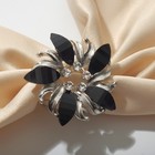 Кольцо для платка «Цветок», круг, цвет чёрный в серебре - фото 11385146