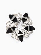 Кольцо для платка «Цветок мака», чёрное в серебре - Фото 1