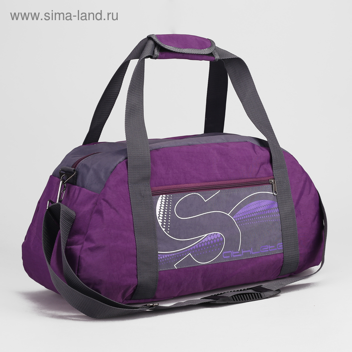 Сумка спортивная, отдел на молнии, наружный карман, цвет фиолетовый/серый - Фото 1