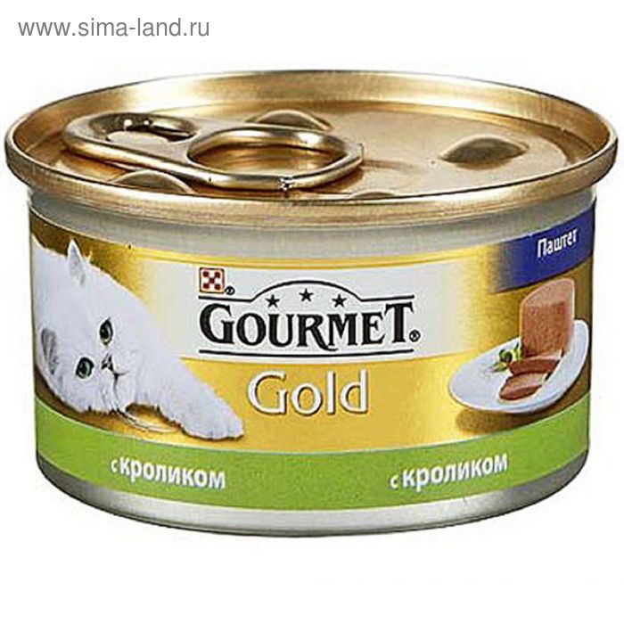 Влажный корм GOURMET GOLD для кошек, паштет кролик, ж/б, 85 г - Фото 1