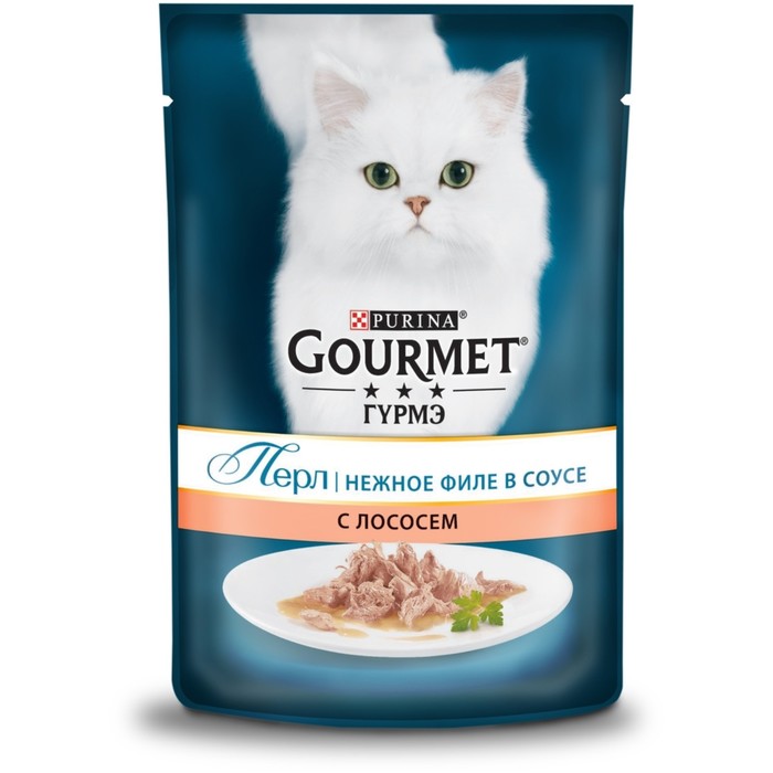 Влажный корм GOURMET PERLE для кошек, лосось, пауч, 85 г - Фото 1