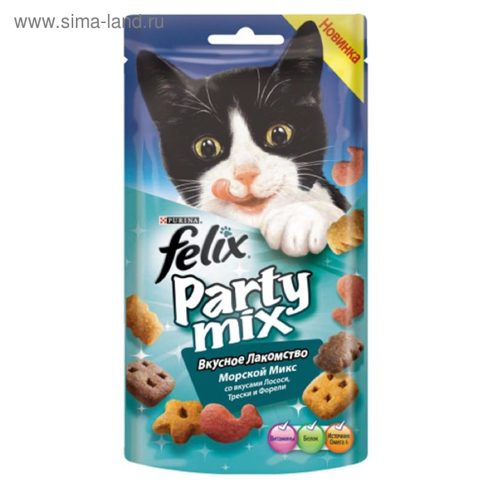 Лакомство FELIX PARTY MIX для кошек, морской микс, 60 г - Фото 1