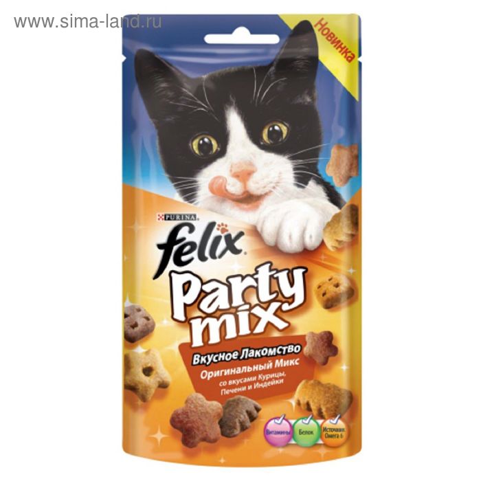 Лакомство FELIX PARTY MIX для кошек, оригинал микс, 60 г - Фото 1