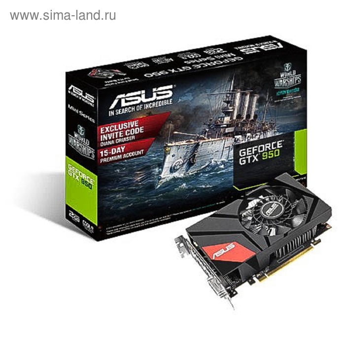 Видеокарта Asus GeForce GTX 950 Mini, 2G, 128bit, GDDR5, 1026/6610, Ret - Фото 1