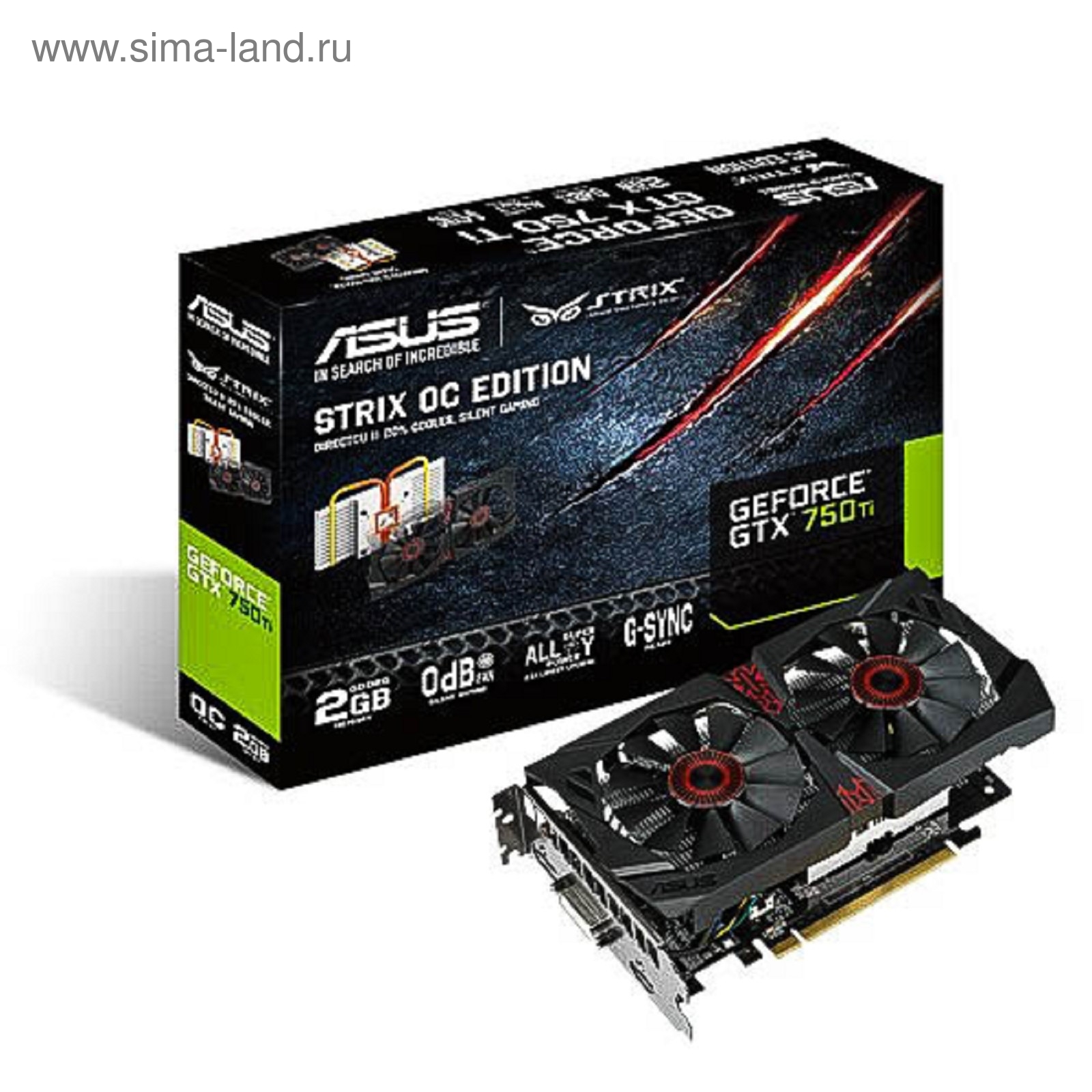 Видеокарта Asus GeForce GTX 750Ti STRIX, 2G, 128bit, GDDR5, 1020/5400, Ret  (1484397) - Купить по цене от 9 013.03 руб. | Интернет магазин SIMA-LAND.RU