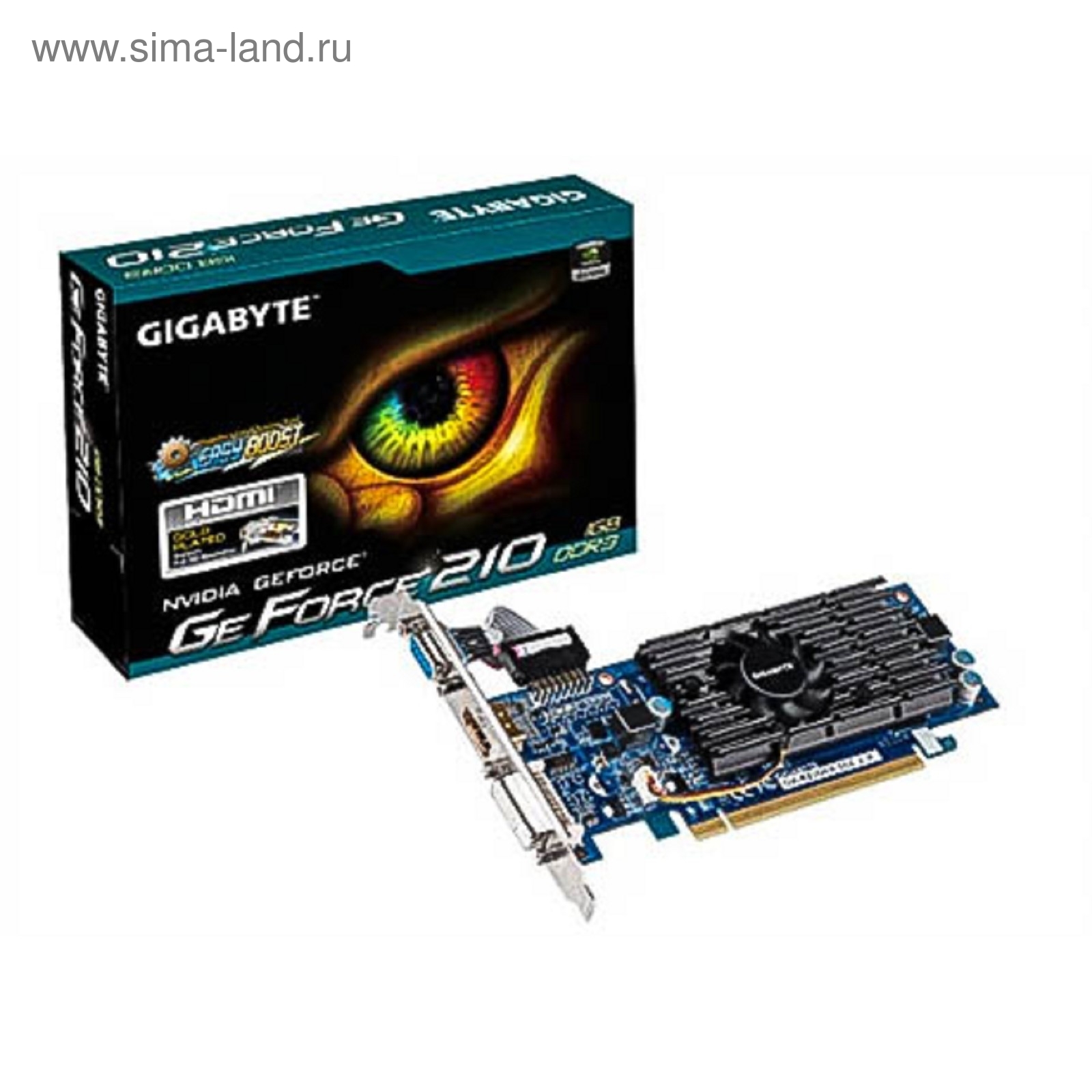 Видеокарта Gigabyte GeForce 210 (GV-N210D3-1GI) 1G,64bit,DDR3,590/1200