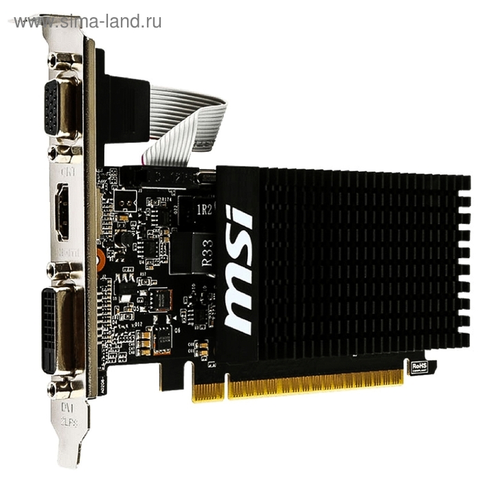 Видеокарта MSI GeForce GT 710 (2GD3H LP) 2G,64bit,DDR3,954/1600,DVI,HDMI,CRT - Фото 1