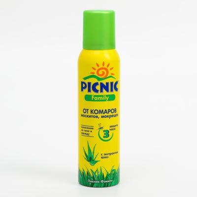 Аэрозоль Репеллент Picnic Family от комаров, мокрецов, москитов, 150 мл