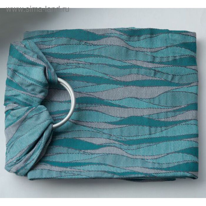 Слинг-шарф с кольцами жаккардовый волны петрол - Фото 1