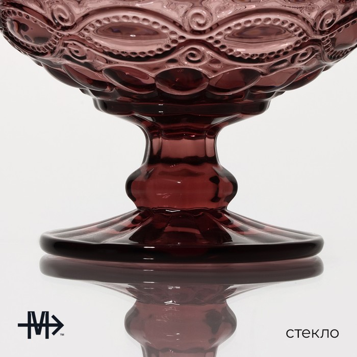 Креманка стеклянная Magistro «Ла-Манш», 350 мл, 12×10,5 см, цвет розовый - фото 1883259938
