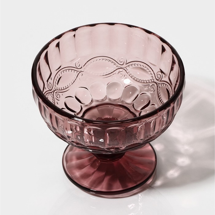 Креманка стеклянная Magistro «Ла-Манш», 350 мл, 12×10,5 см, цвет розовый - фото 1883259940