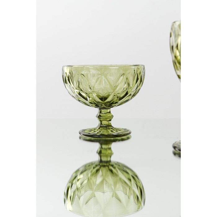 Креманка стеклянная Magistro «Круиз», 350 мл, d=12 см, цвет зелёный - фото 1883259950