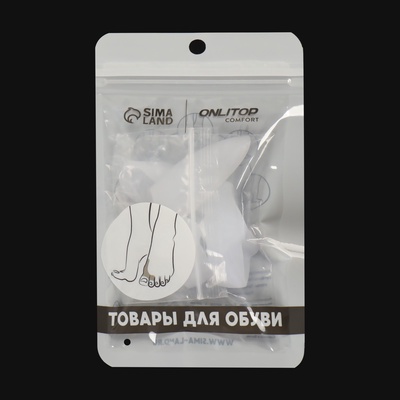 Корректоры - разделители для пальцев ног, с накладкой на косточку большого пальца, 1 разделитель, силиконовые, 9×4 см, пара, белые